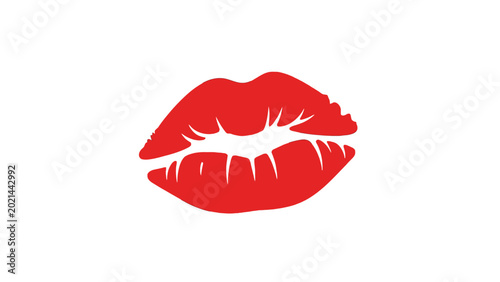 Tableau sur toile Red lips makeup beauty symbol icon.