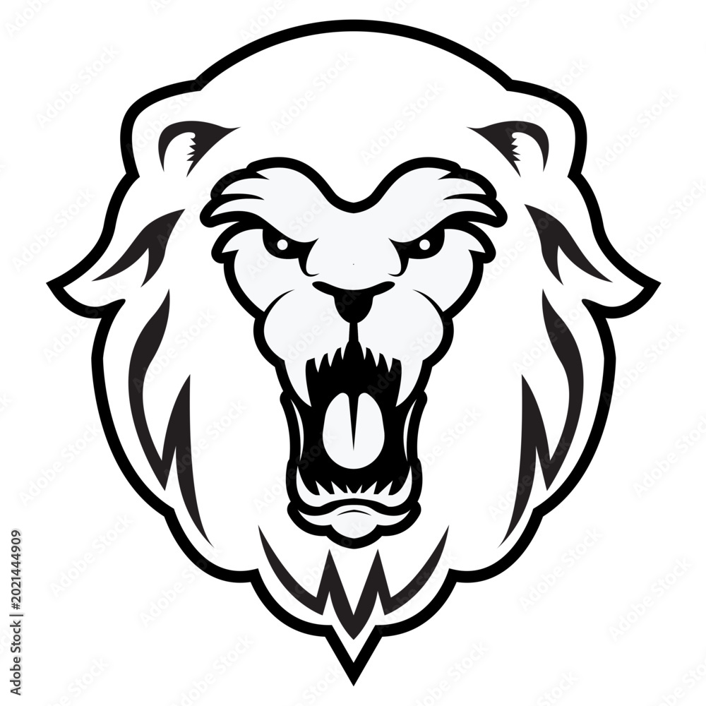 Fototapeta premium Fierce roaring lion head illustration