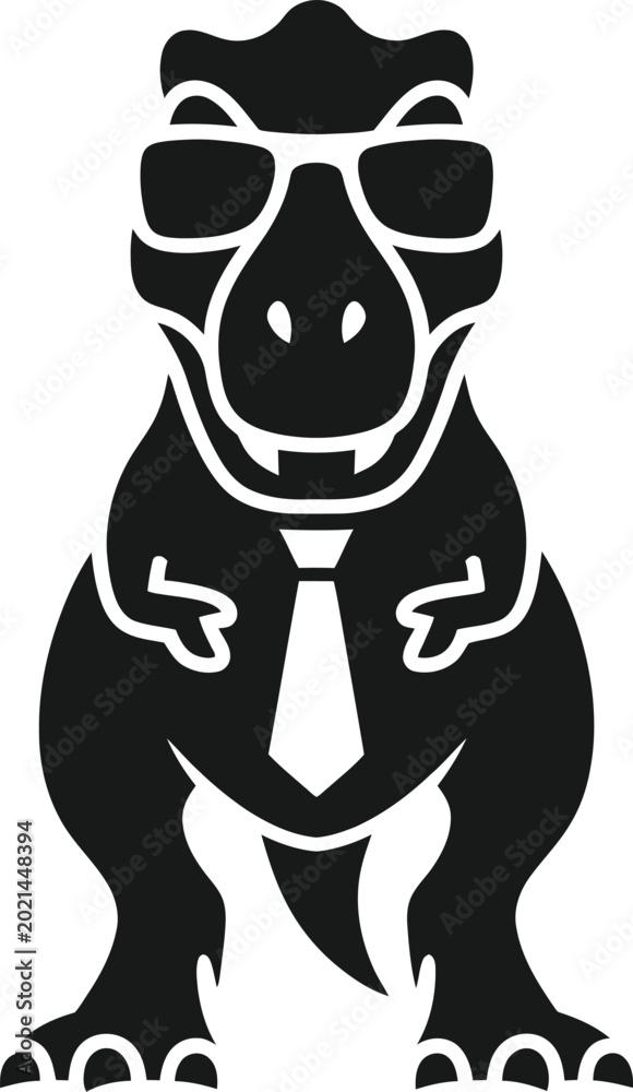 Naklejka premium Dinosaur wearing tie silhouette illustration isolated on white background