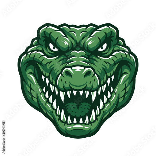 Green cartoon alligator head closeup face 1.