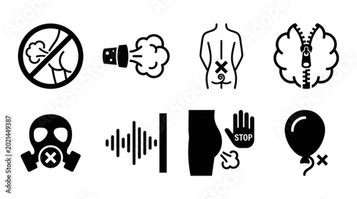 Obraz na plátně Vector Set of No Farting, No Gas, and Flatulence Prohibited Warning Icons