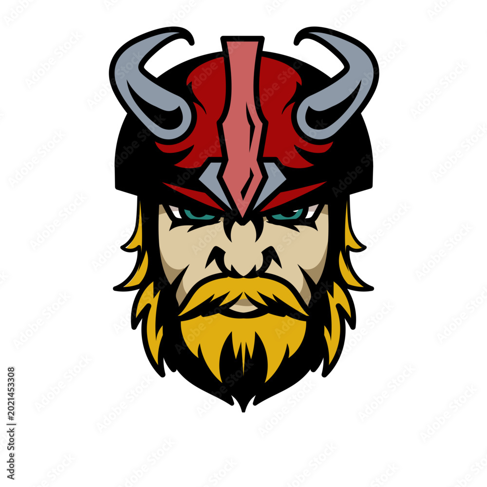 Fototapeta premium Bold viking-inspired warrior face graphic design