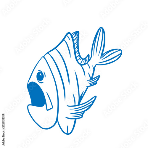 Принти на полотні Blue-lined fish illustration design for aquatic enthusiasts t-shirt design