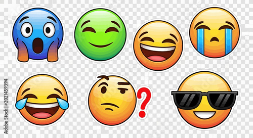 Schilderij op canvas Collection of various emoticon faces.