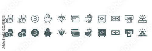 Bild auf Leinwand Money icon set. Dollar and Euro symbol. Vector illustration.