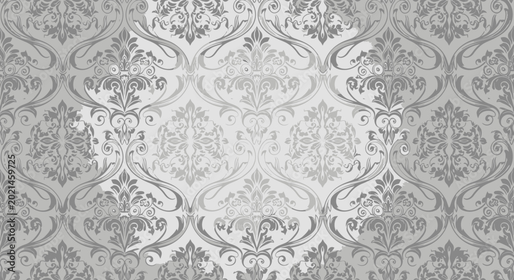 Obraz premium Gray ornate damask pattern texture.