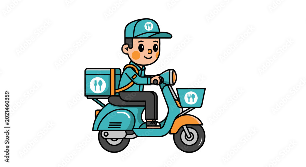 Fototapeta premium Delivery Rider on a Scooter.