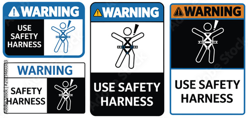 Foto Safety Harness Warning Sign Vector Illustration for Construction Sites, Workplac