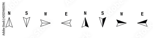 Direction compass icon set, vector and illustration