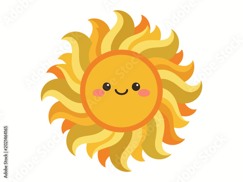 Canvastavla An adorable cartoon sun with a smiling face and vibrant rays, exuding cheerfulness and warmth, perfect for representing positivity, summer, and outdoor activities