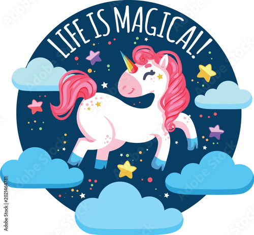Cuadro en lienzo cute unicorn fairytale character illustration