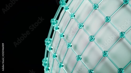 Seamless loop of teal glass network with geometric structure