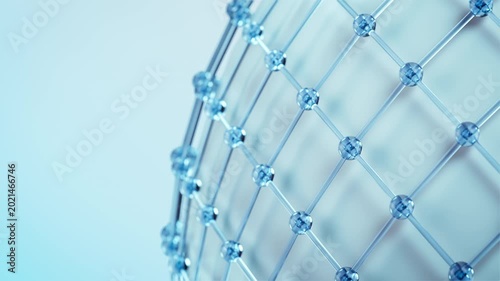 Seamless loop of light blue glass network with geometric structure