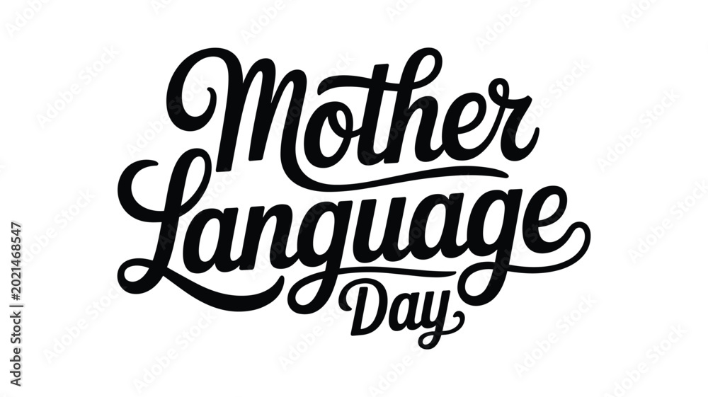 Obraz premium Handwritten calligraphy mother language day celebration