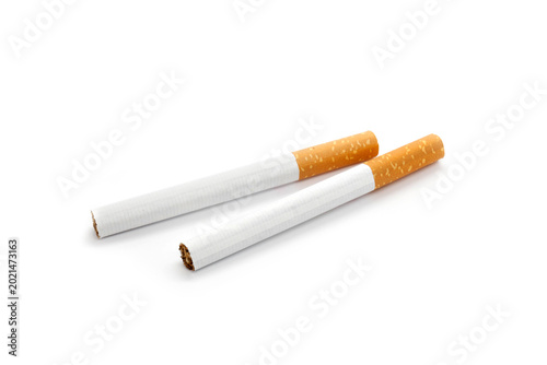 Cuadro en lienzo Two cigarette isolated on white background