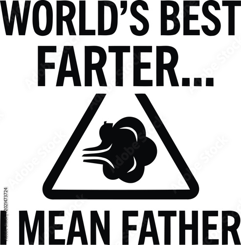 Funny father day card with cartoon farting baby in diaper vector illustration
