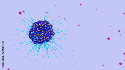 Foto Cancer Cell Filopodia Red Blood Cells Lavender Background 4K