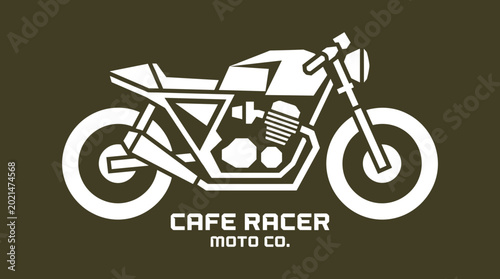 Classic Cafe Racer Motorcycle Line Art Illustration.