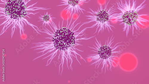 Photos Cancer Cell Filopodia Pink Magenta Background Medical Science 4K