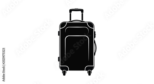 Fényképezés Rolling suitcase silhouette on a white background