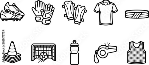 Tableau sur toile Soccer football equipment icons