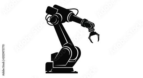 Industrial robotic arm black silhouette