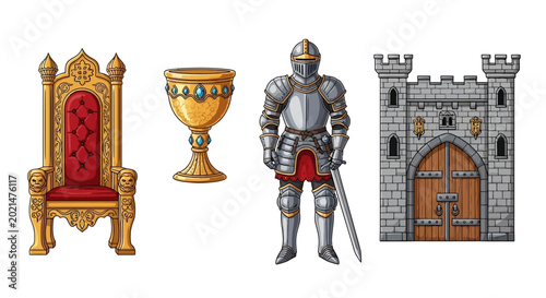 Bild auf Leinwand Medieval Knight in Full Armor Standing.