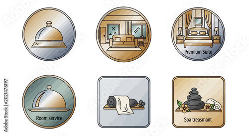 Foto Cloche dish icons on plates.