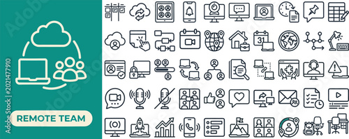 Foto Remote Team and Distributed Workforce outline icon set