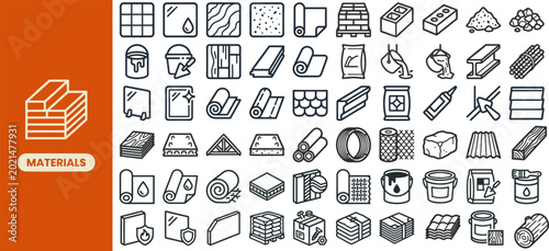 Fotografía Building Material and Construction Supply outline icon set