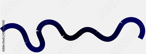 Dark blue segmented curve, navy wavy line, abstract broken stroke