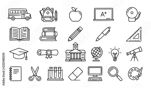 Foto Education and classroom line icon set back to school editable vector illustratio