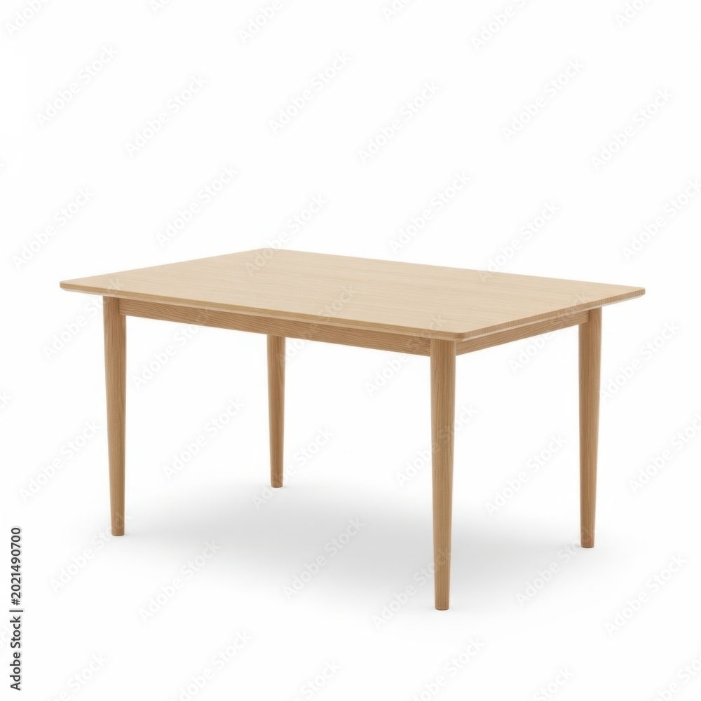 Fototapeta premium Minimalist rectangular wooden dining table with tapered legs