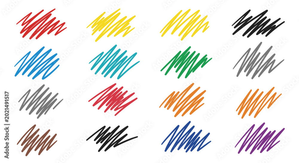 Fototapeta premium Collection of colorful scribbles and doodles on a white background