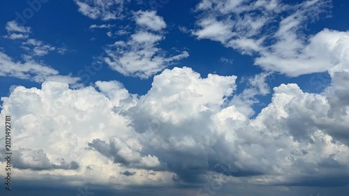 Mesmerizing moving clouds against a blue sky captured in timelapse