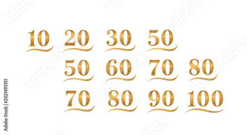 Картината върху платно Numbers in Gold: A collection of numbers, each with an opulent, gold appearance