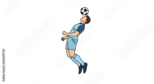 Soccer Player Heading Ball, Sports Illustration, Active Lifestyle
