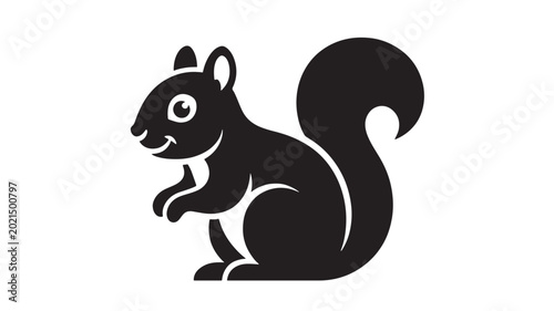 Billede på lærred Squirrel illustration with bushy tail and small paws featuring animal, cartoon,