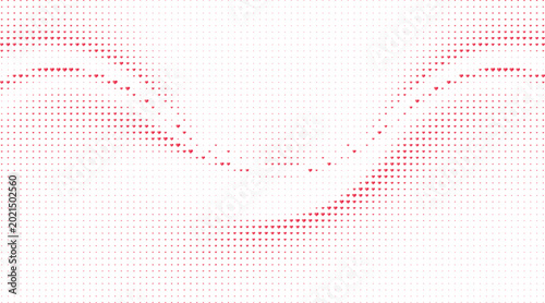 Quadro su tela Red Heart Wave Pattern White Background, Flowing Red Hearts Abstract Background