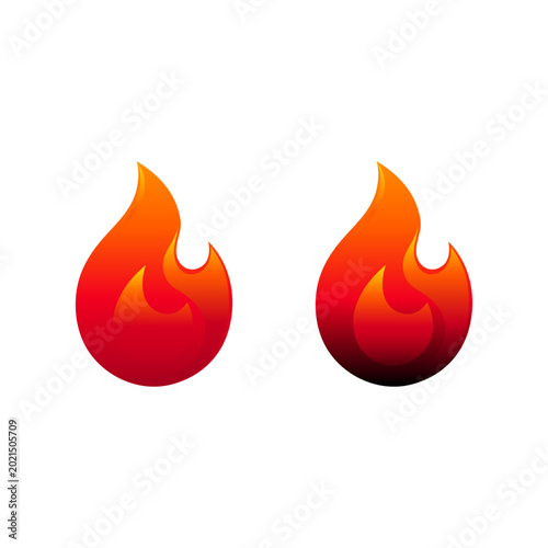 Modern Flame and Fire Vector Icon Set with Red-Orange Gradient