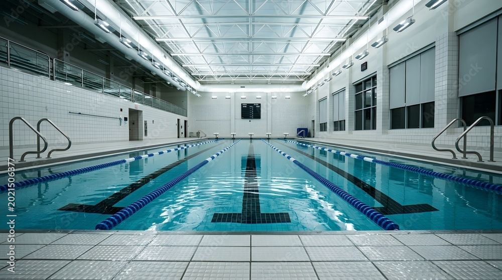 Fototapeta premium Modern Indoor Swimming Pool Facility Empty View