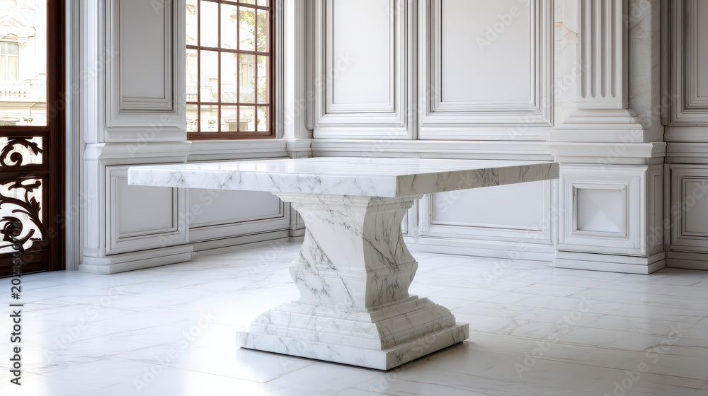 Fototapeta premium Sophisticated White Marble Texture Mockup Fine Dining