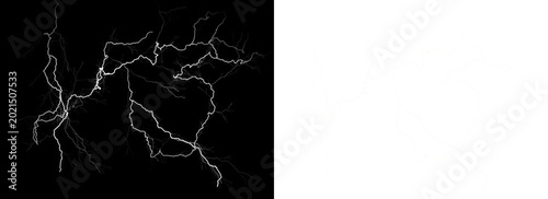 Tableau sur toile Lightning bolts on a dark background with white electric discharges transparent