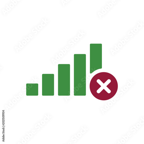 Photos Green signal bars with red cross mark showing network failure or no connection status isolated on transparent background vector