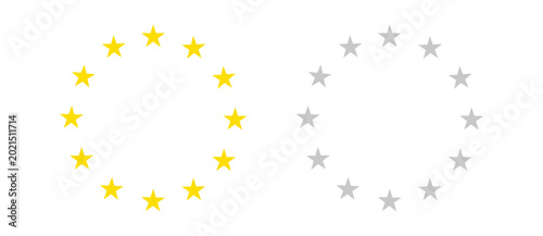 Foto Two circular arrangements of five-pointed stars in yellow isolated on transparen