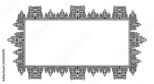 Ornate Indian Temple Architectural Frame Border - Empty Copy Space