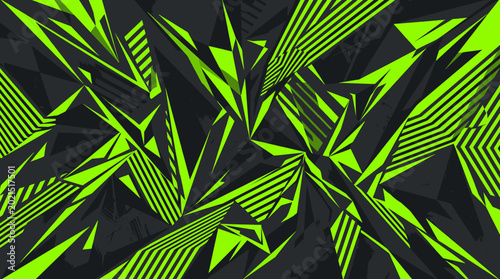 Abstract Geometric Neon Green Lines on Black Background Pattern