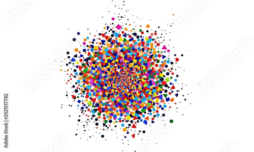 Photos Colorful Abstract Geometric Burst With Confetti Dots And Mosaic Pattern On White Background