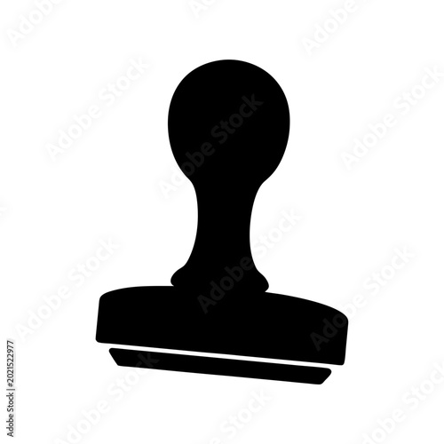 Black rubber stamp icon isolated on white background minimalist line art design
