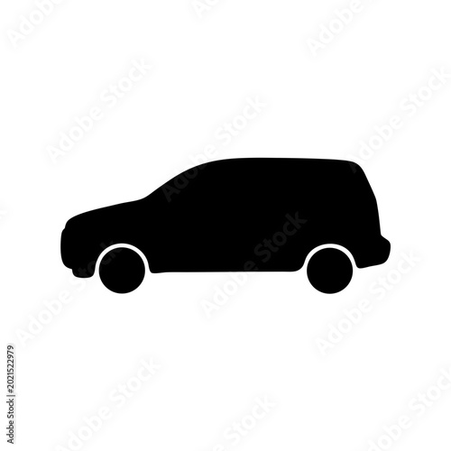 Black Silhouette of Minivan Vehicle Side View Vector Illustration Outline